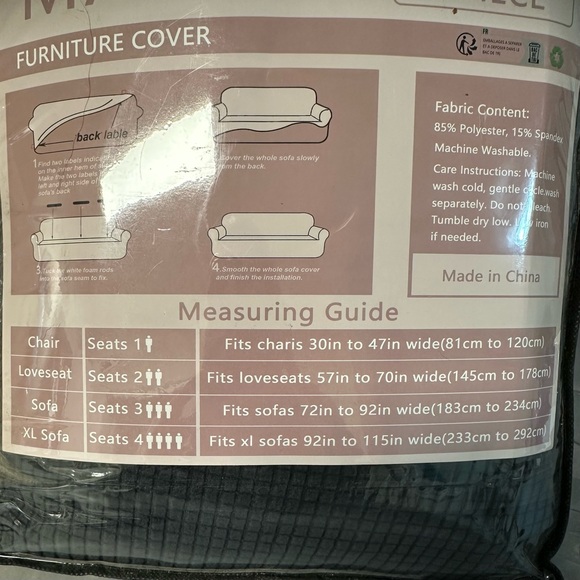 MAXIJIN Super Stretch Couch Cover for 3 Cushion Couch Black - Picture 9 of 11